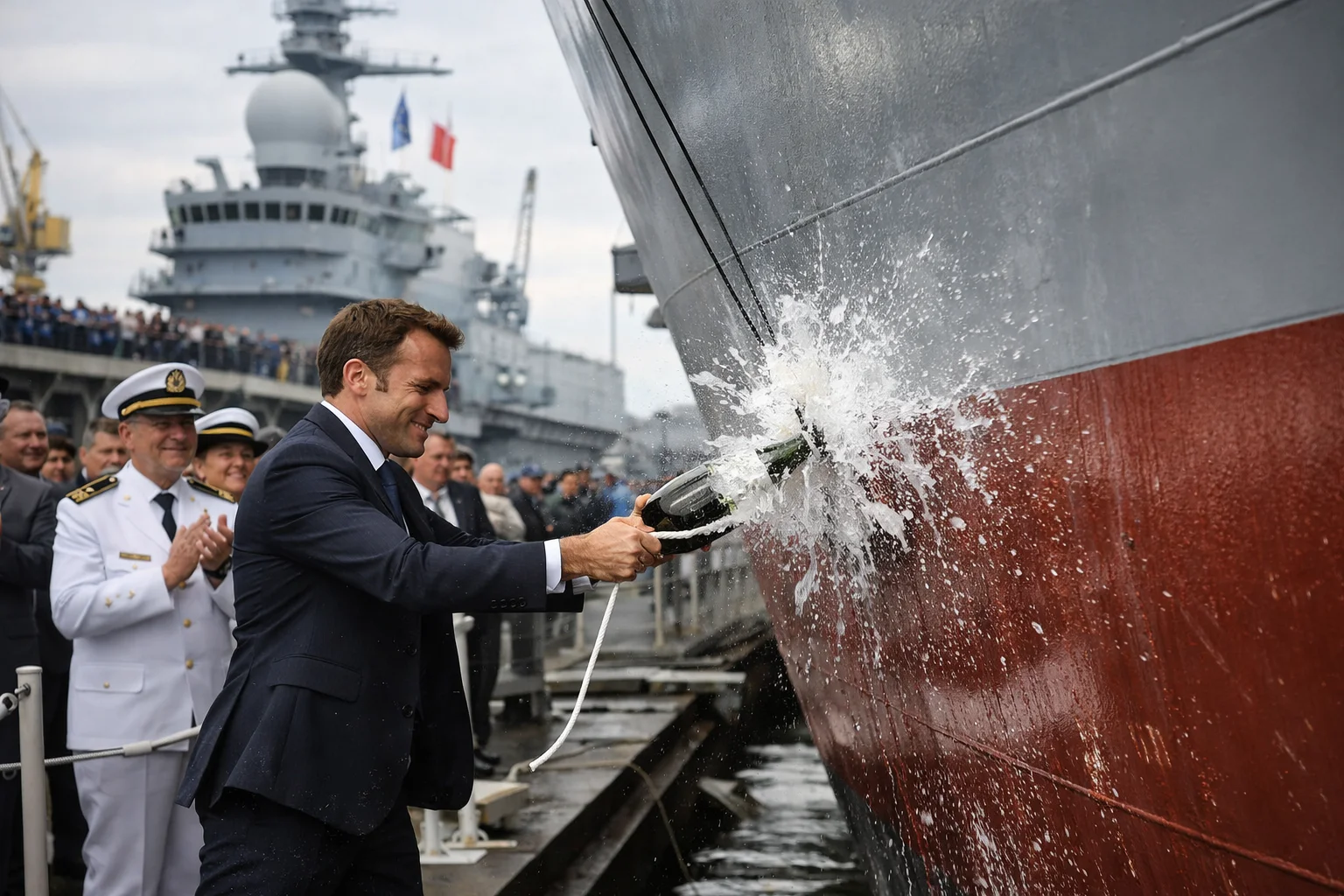 Macron baptise le porte-avions France Libre à Indret — 18 mars 2026